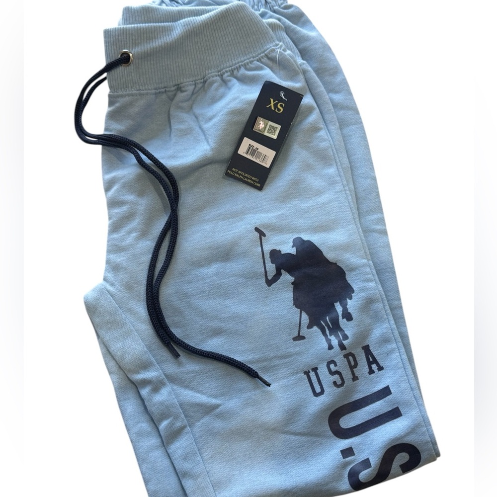 💙🔹 U.S. Polo Assn. Light Blue Track Joggers with Navy Logo 🔹💙